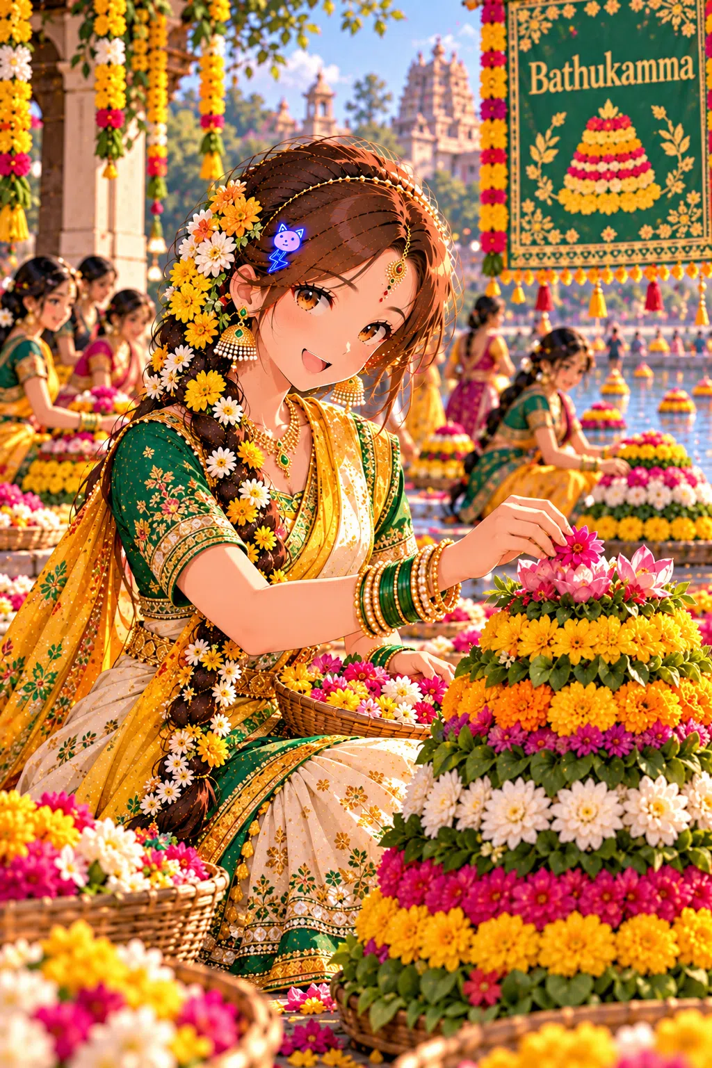 Tiny dressed for Bathukamma
