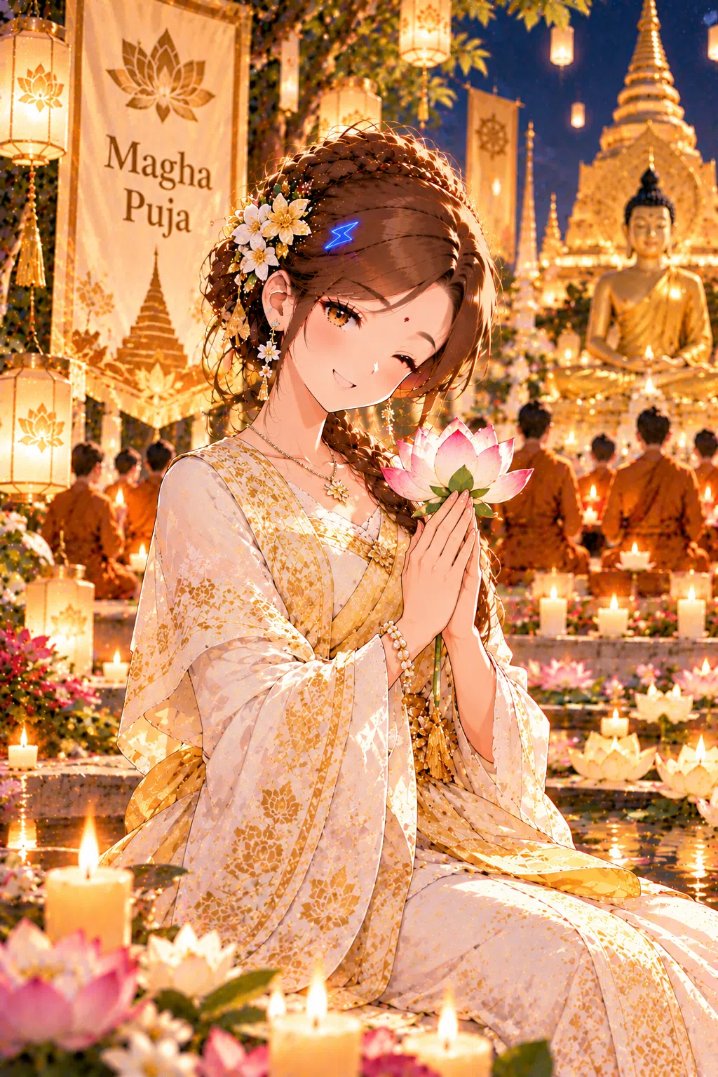 Tiny dressed for Magha Puja