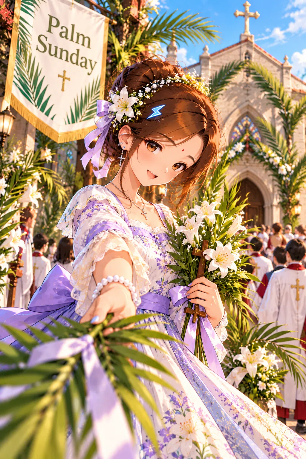 Tiny dressed for Palm Sunday