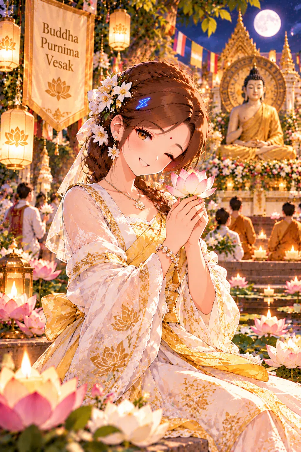 Tiny dressed for Buddha Purnima (Vesak)