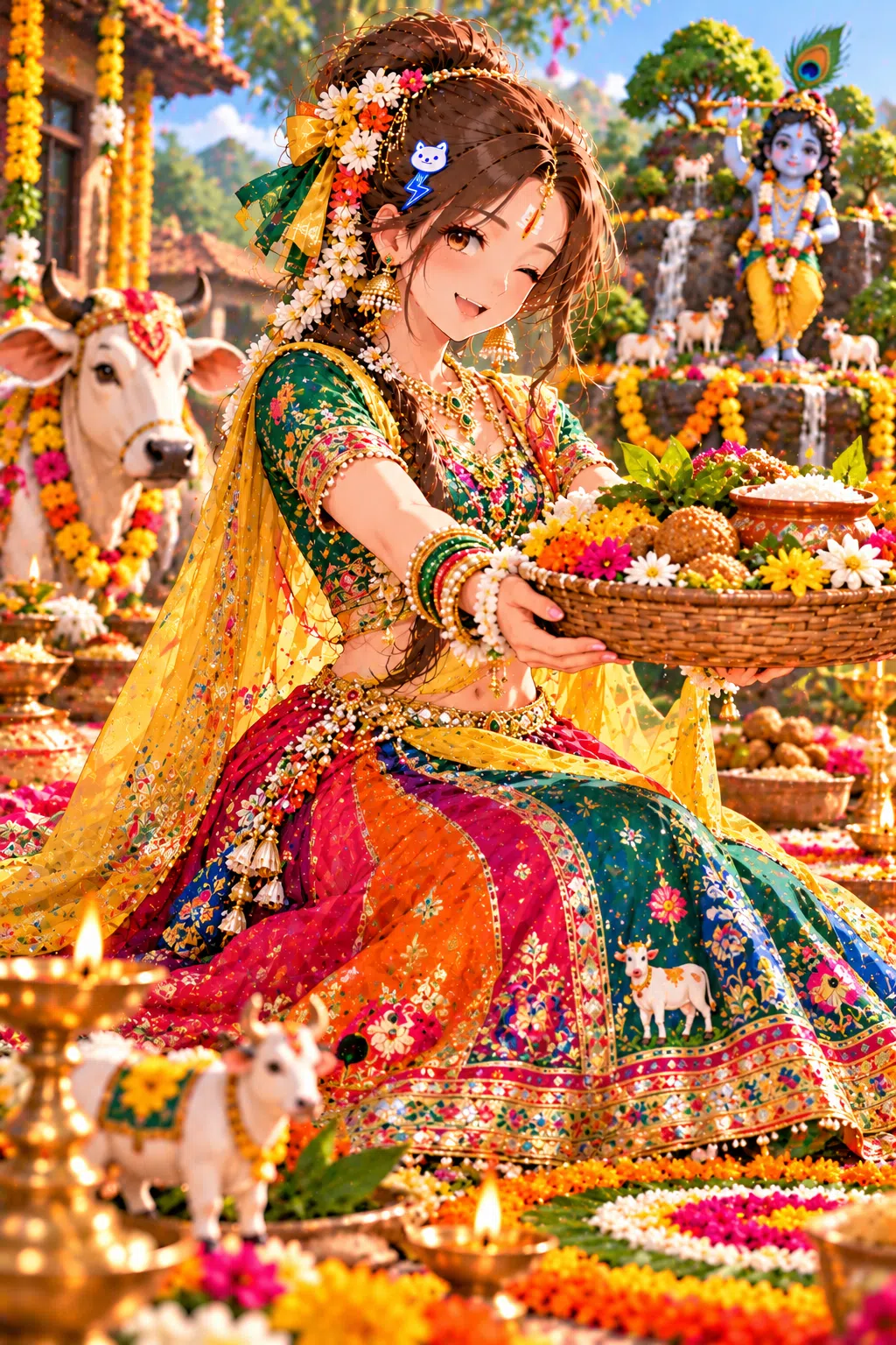 Tiny dressed for Govardhan Puja